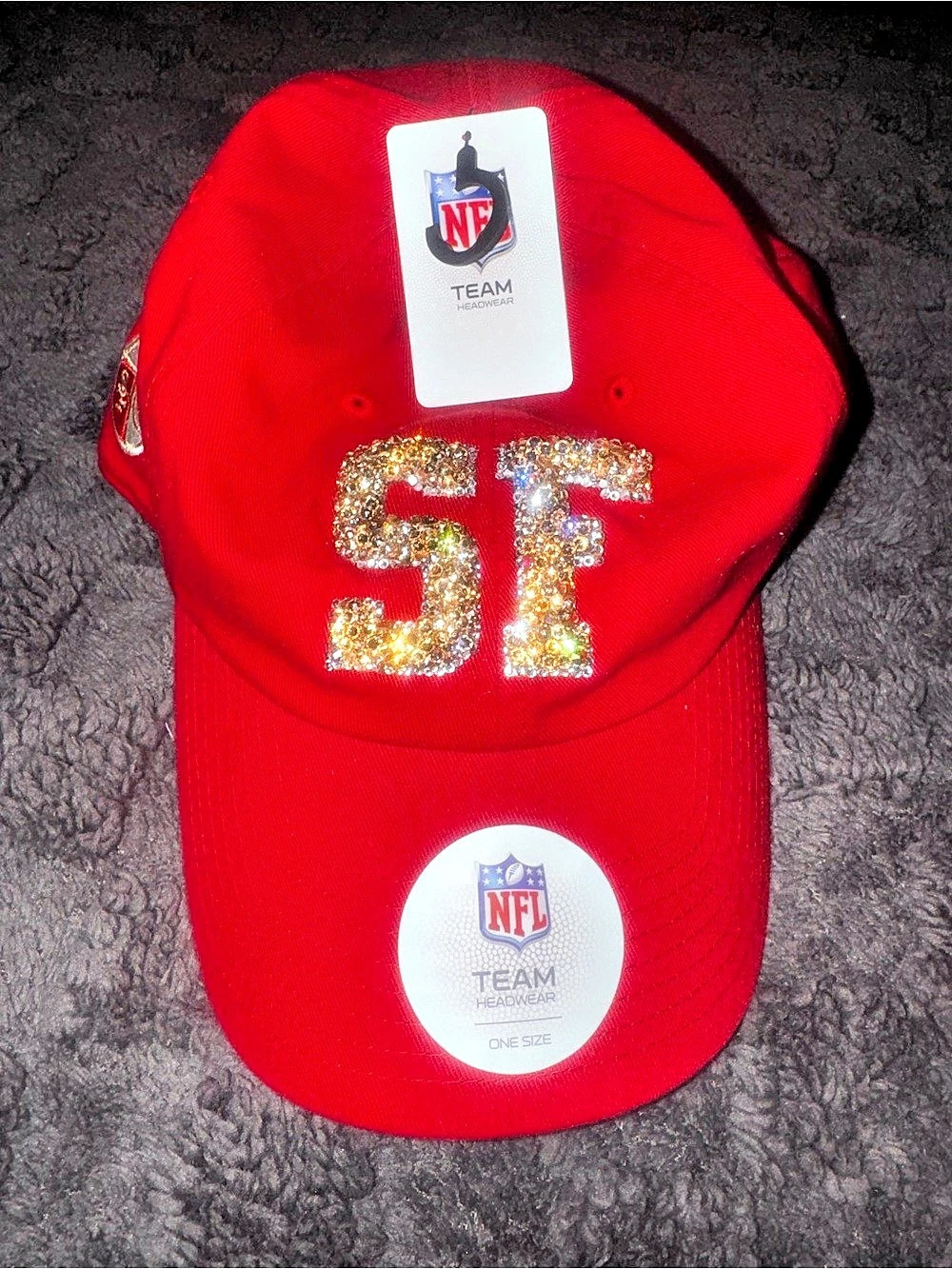 Bling San Francisco 49ers NFL Custom Rhinestone Hat NWT “SF” rock-gold-logo